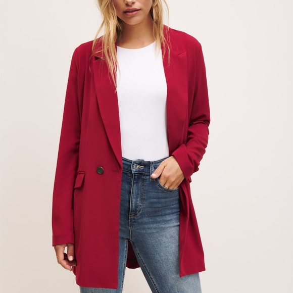 Dynamite Jackets & Blazers - DYNAMITE BRICK RED DOUBLE BREASTED BLAZER BUTTONED LAPELED